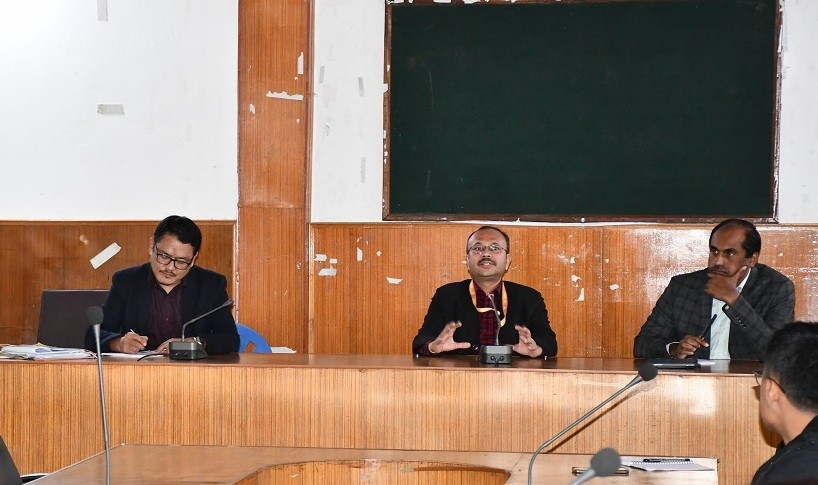Deputy Secretary, Ministry of Defence, GOI, Subhash Kumar during the coordination meeting with the HODs at Wokha. (DIPR Photo)